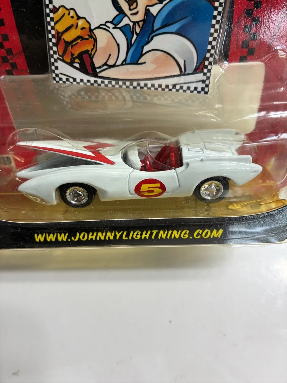 New Johnny Lightning Speed Racer Mach 5 R1 die-cast toy car.